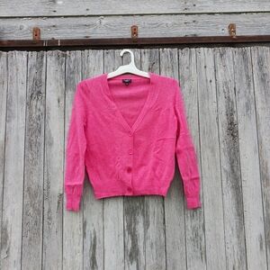 Talbots Petites Pink Lambswool Rabbit Hair Button Up Cardigan Sweater‎ Womens S.